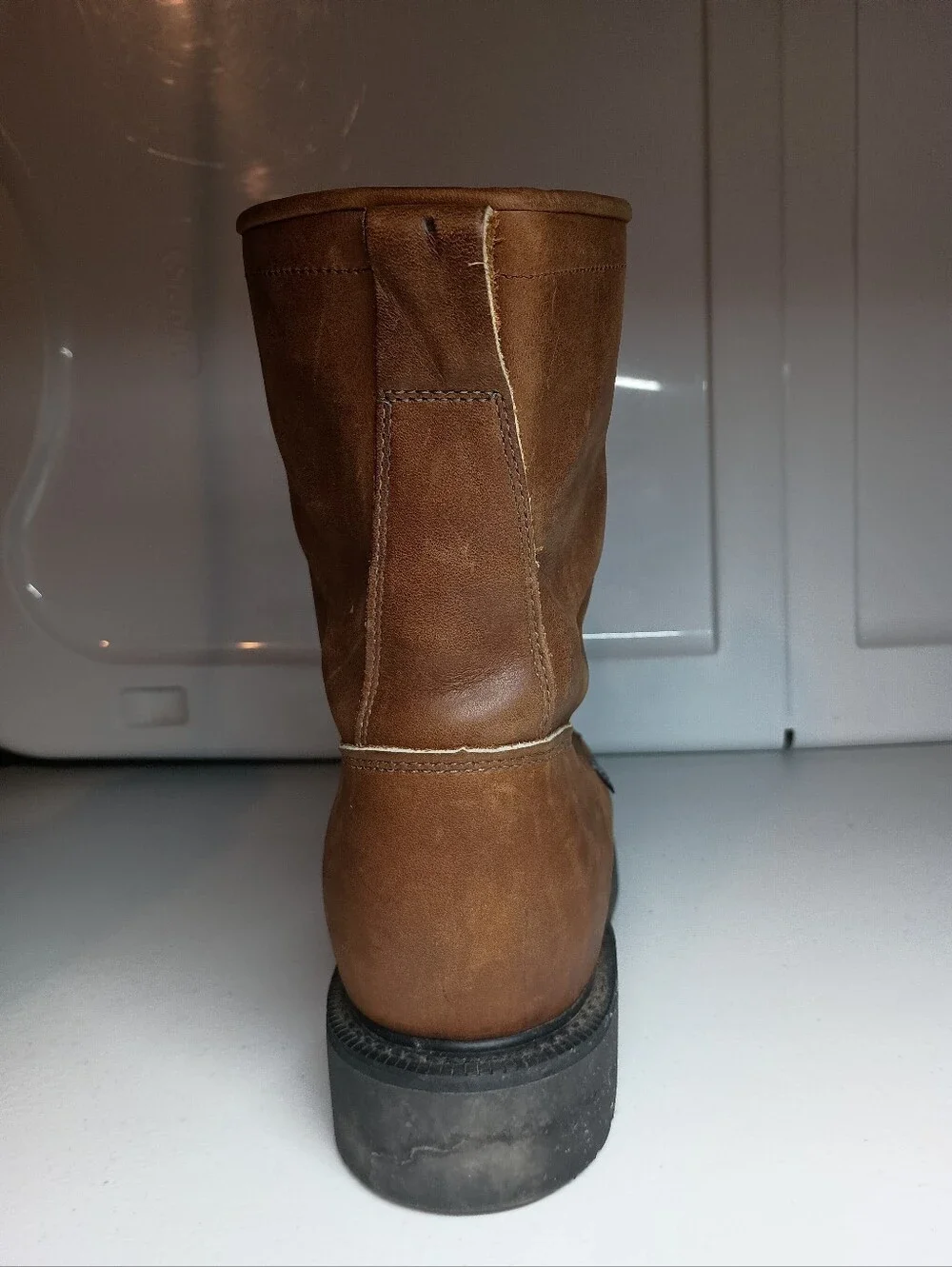 Justin Boots Original Work Boot Style 0760 Brown Men's Soft Toe Size 9 1/2 D USA